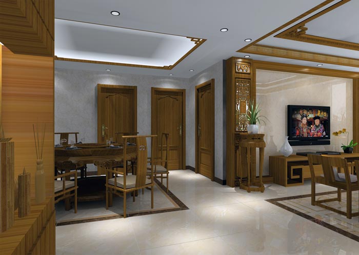 pp电子家装：井冈山和谐家园安设幼区130㎡中式风格装建鉴赏