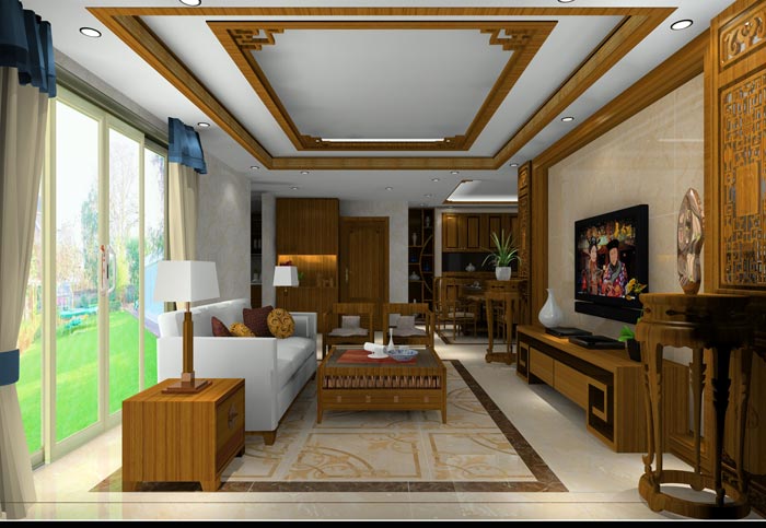 pp电子家装：井冈山和谐家园安设幼区130㎡中式风格装建鉴赏