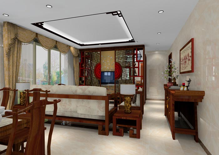 pp电子家装：佛山龙湖春江名城120㎡的中式风格装建鉴赏