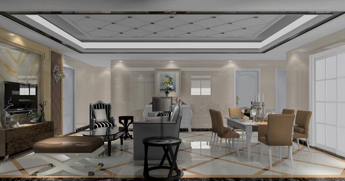 欧式风格在造型极其讲求，给人端庄典雅的感触，尊贵豪华的同时，还拥有浓密的文化气味。本单元的设计沿用了欧式的端庄典雅，也参与一些时尚的元素，让整个空间多了现代的时尚感触，却不失端庄。